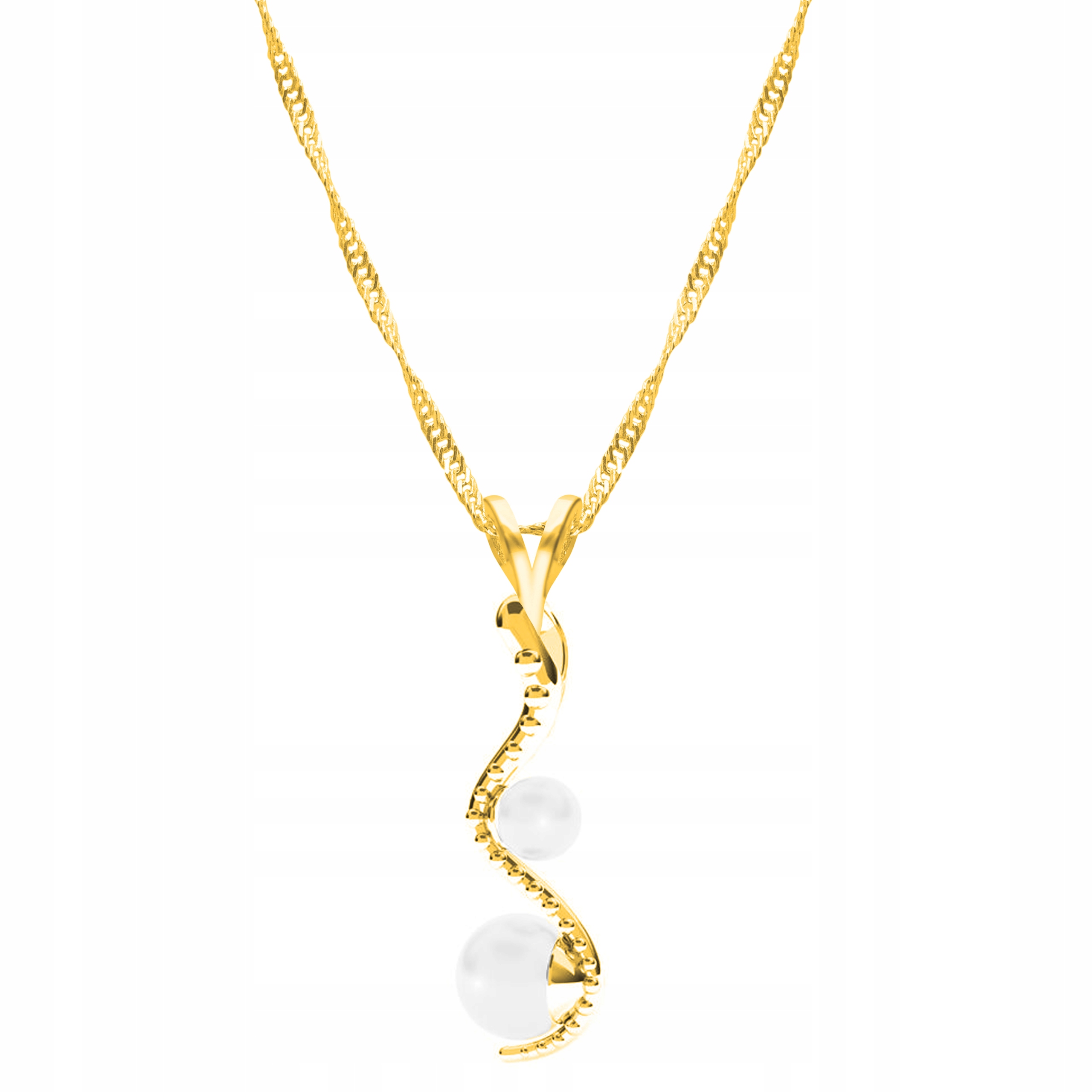 Řetízek zlatý náhrdelník 925 Had s perlou