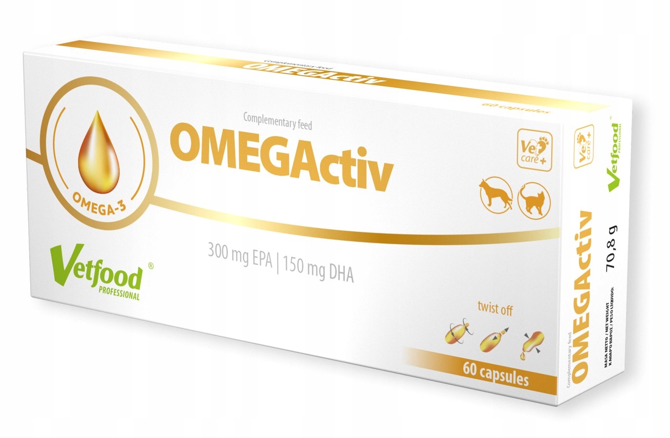 Vetfood OMEGActiv kwasy Omega-3 dla psa i kota 2x60 kapsułek