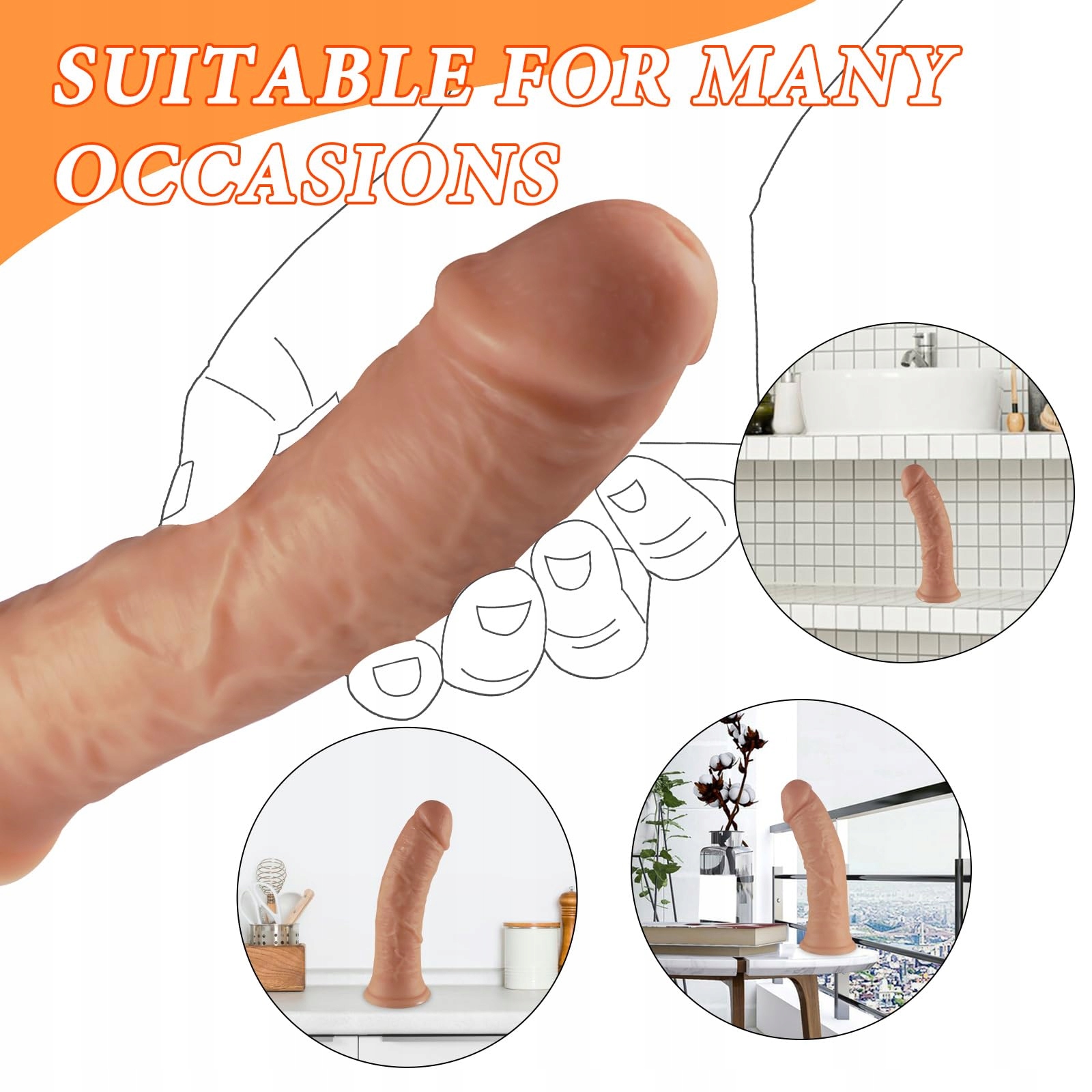 FENGFEIYAN Realistyczny Dildo 19 CM Przyssawka Dla Początkujących Erotyczny — miniatura 7