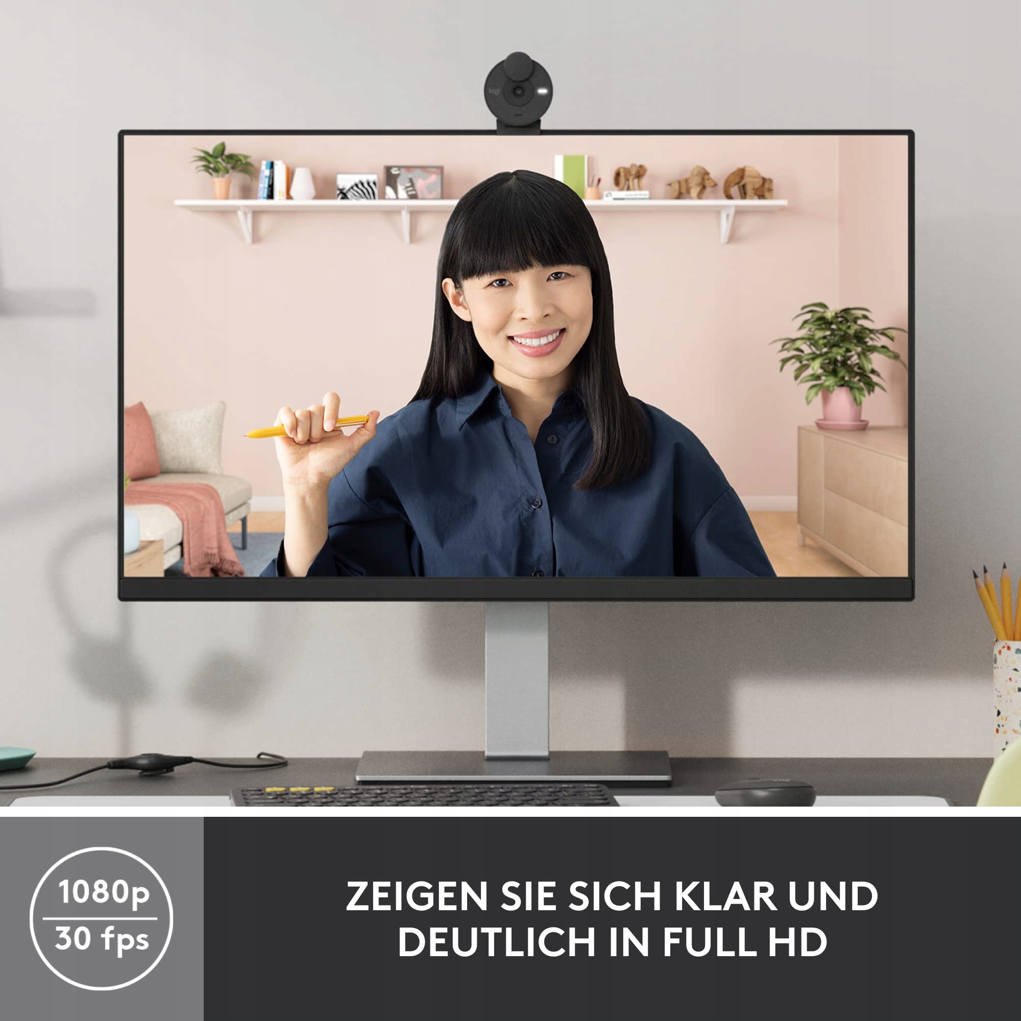 LOGITECH Brio 300 Kamera Full HD Mikrofon USB-C Zoom Teams Meet Graphit — miniatura 2