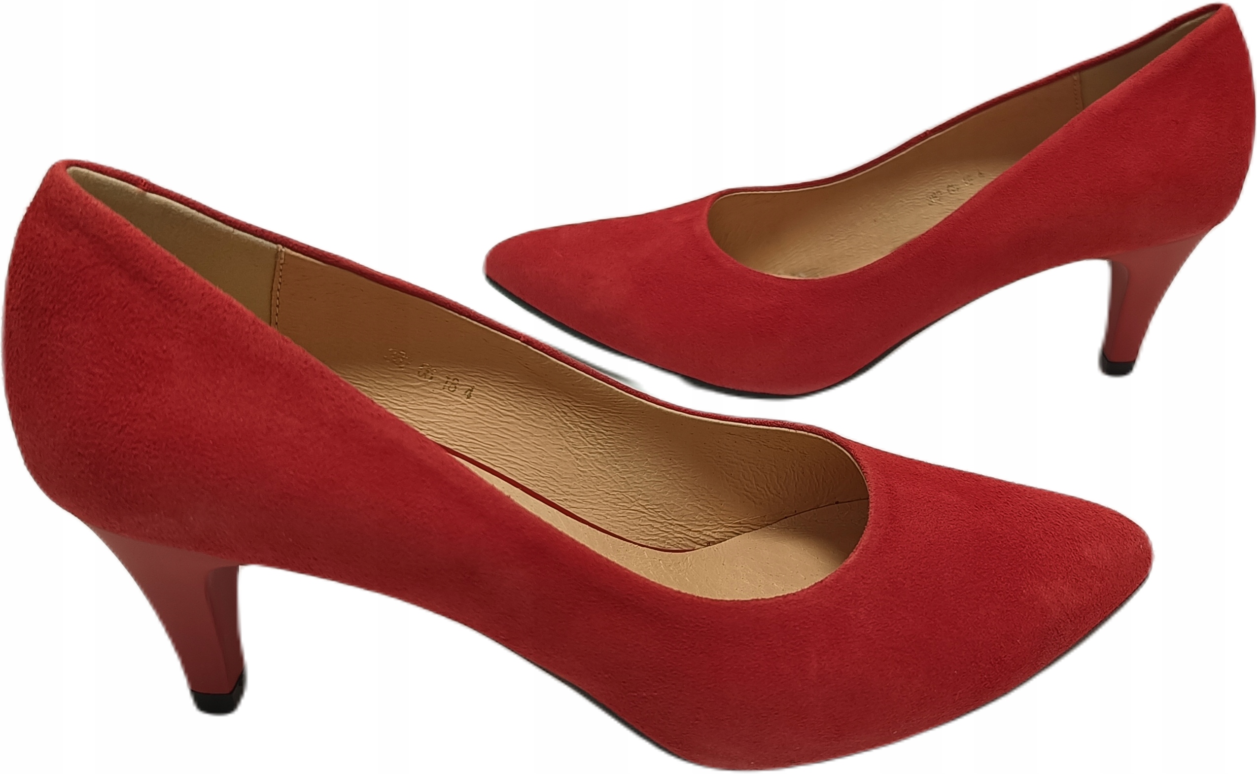 klasika semišové lodičky Espinto c-382 červená r39