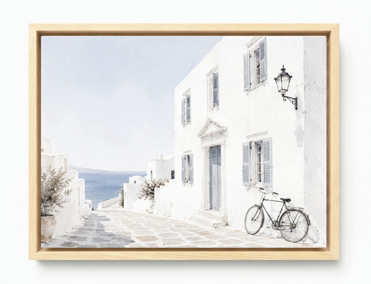 Obraz Rám American Box Pohľad Grécko Cyklady Mykonos Dom Ulica More 80x60