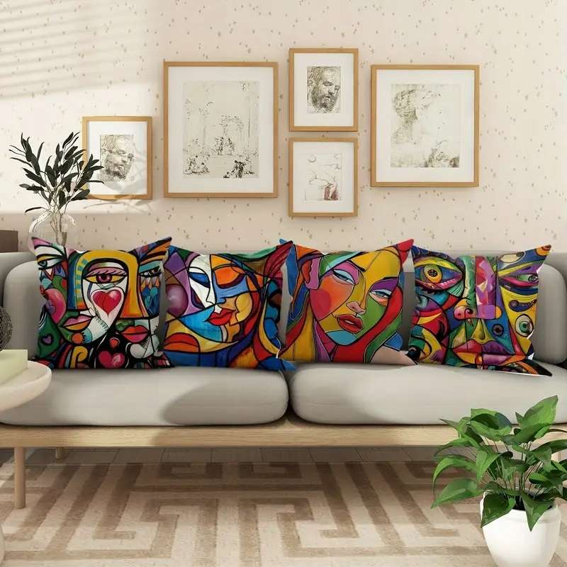 4 x poszewki dekoracyjne zestaw 4 szt 45x45 Vintage rustykalne Art deco