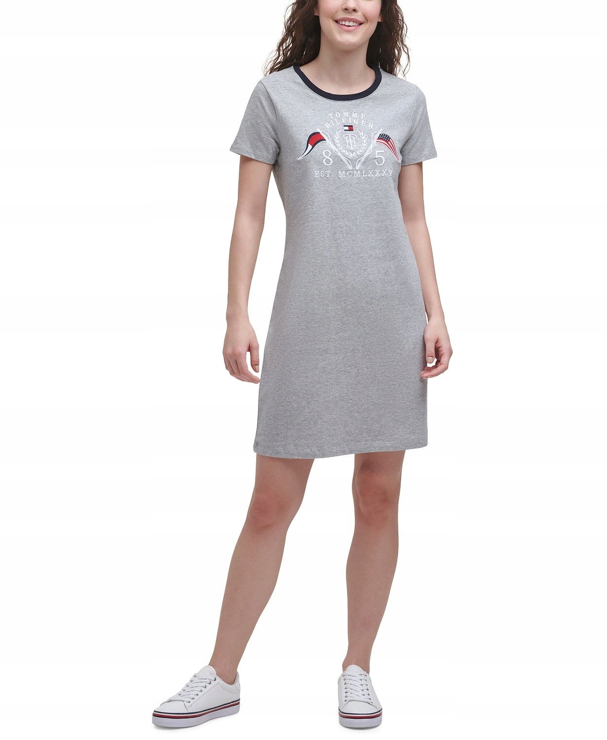 Tommy Hilfiger dámské šaty Signature Crest T-Shirt Dress šedé S