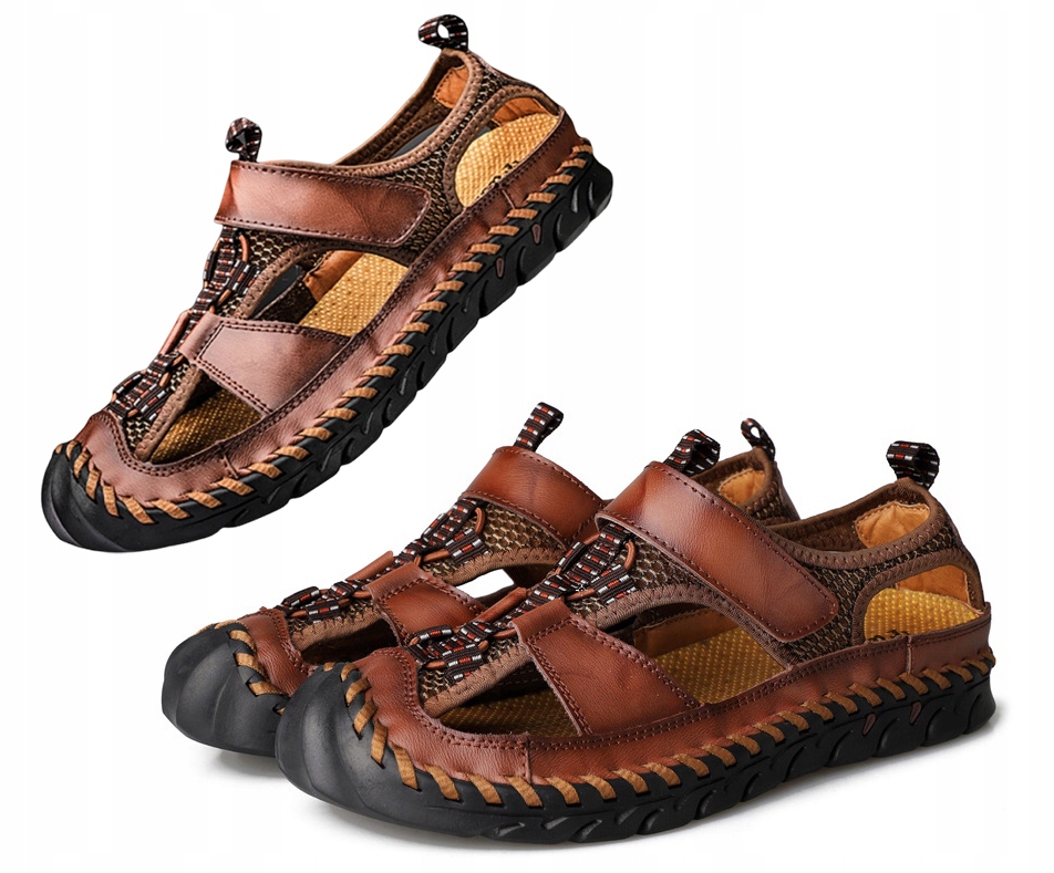 Мужские треккинговые сандалии спортивные кожаные легкие коричневые R. 38-47