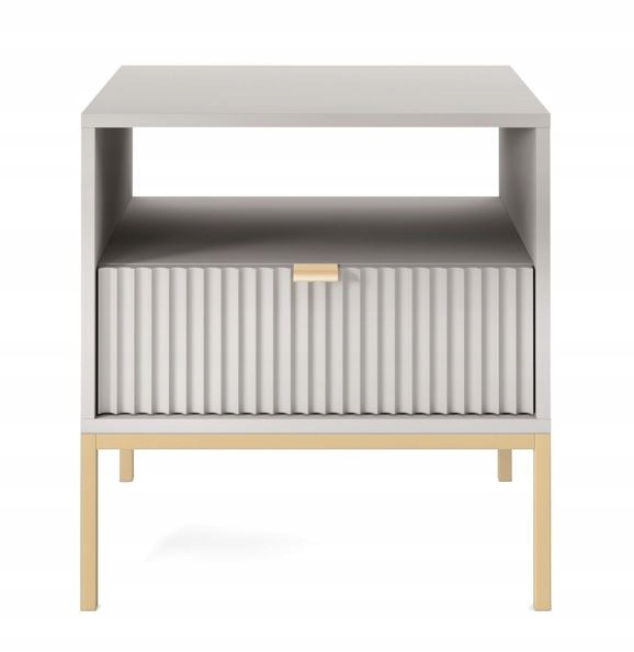 

Szary Szafka Stolik Nocny Nakastlik Metal Złoty