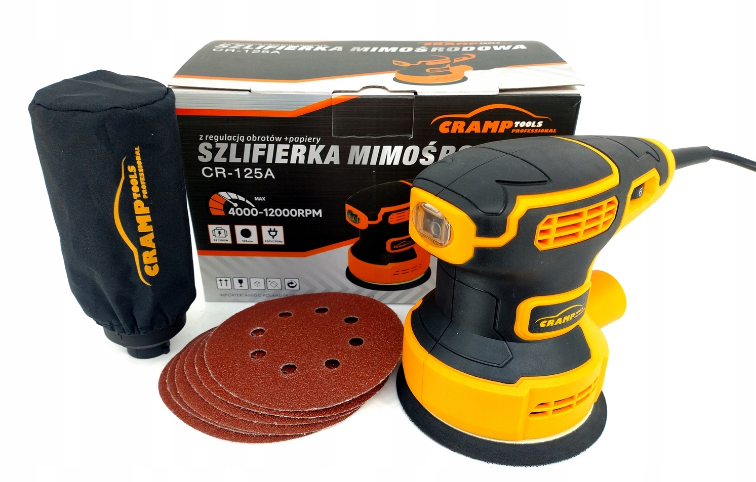 Cramp CR-125A szlifierka mimośrodowa 125mm oscylacyjna z regulacją 1100W