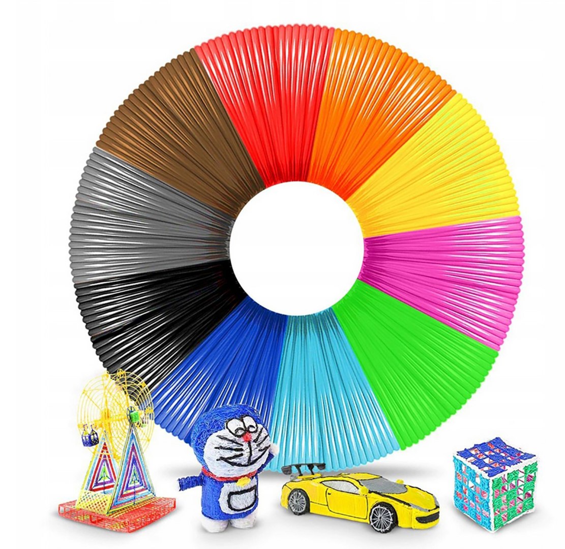 Wkłady Pcl Długopis 3D Pen Zestaw 10 x Filamenty 5m kolor 1,75mm