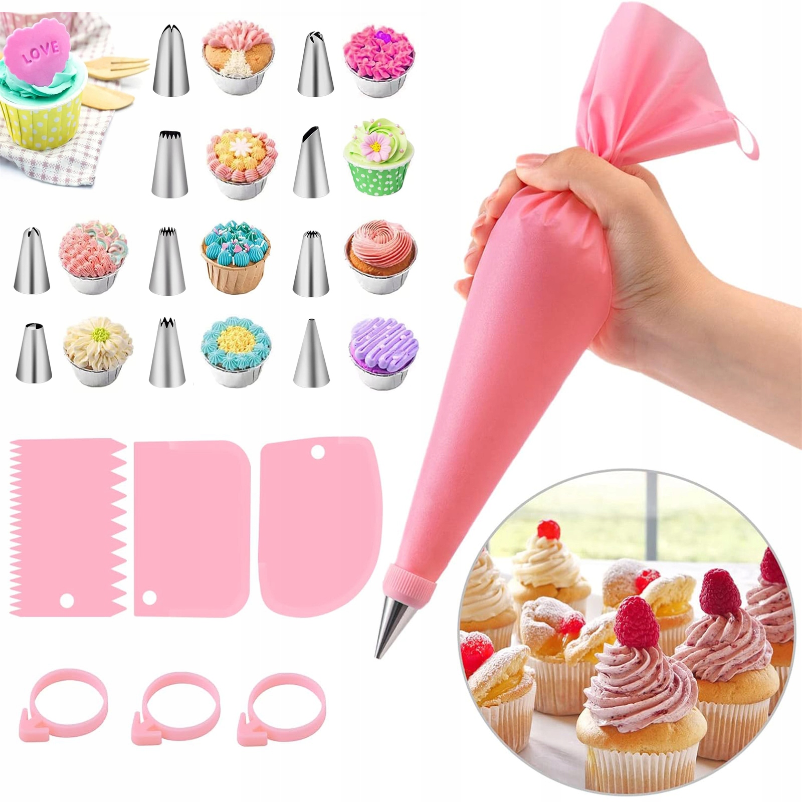 Levně 40 Ks Sada Na Zdobení Dortů A Cukroví Silikonové Trezorovací Sáčky, XL Dekorátor