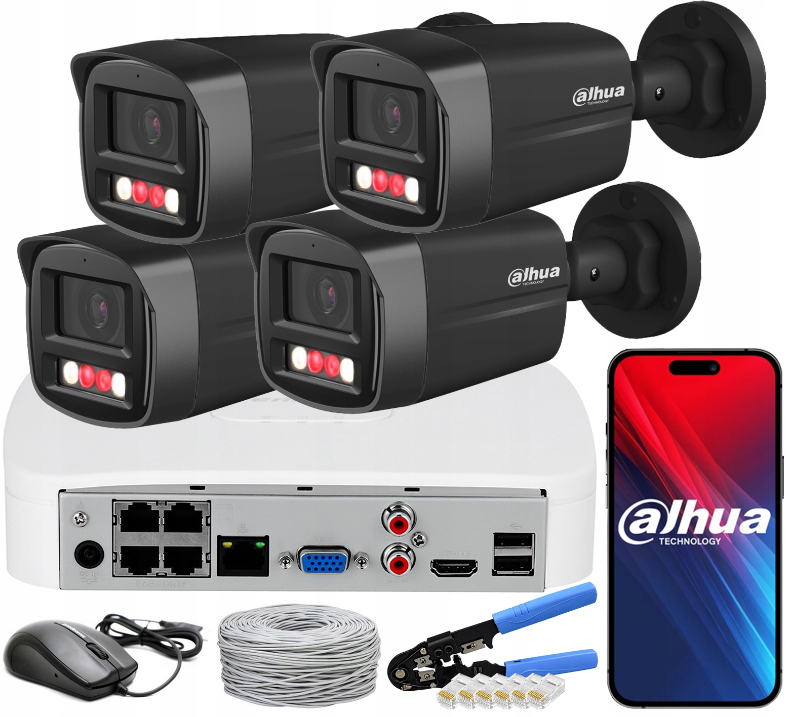 Sada Pro Monitorování 4Mpx Ip Poe 4 Venkovní Kamery Detekce Dahua