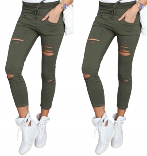 

Modne Spodnie Dresowe Z Dziurami Strecz Legginsy