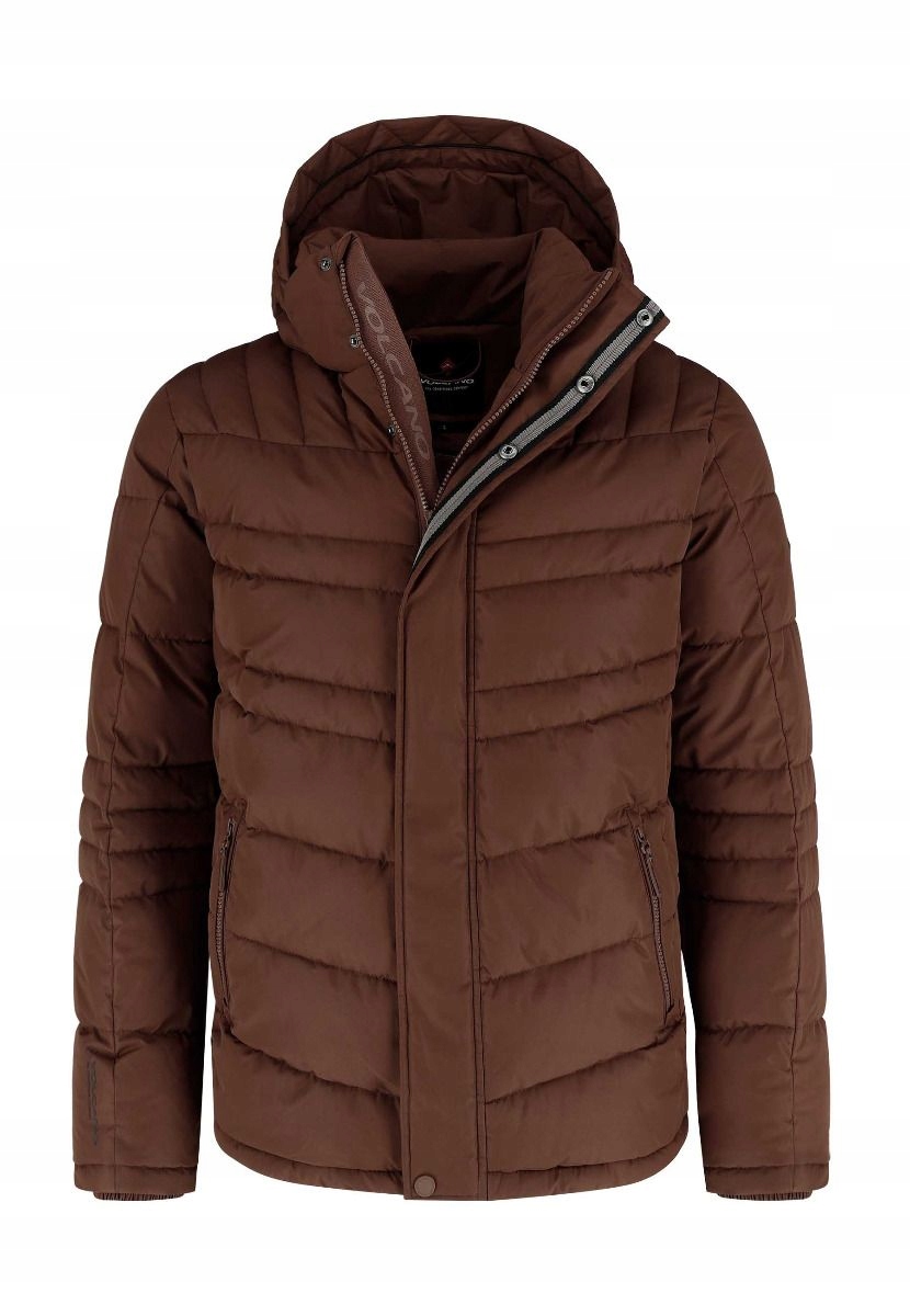 OUTLET Męska Ciepła kurtka brązowa VOLCANO J-MASK XXL Wzór dominujący bez wzoru