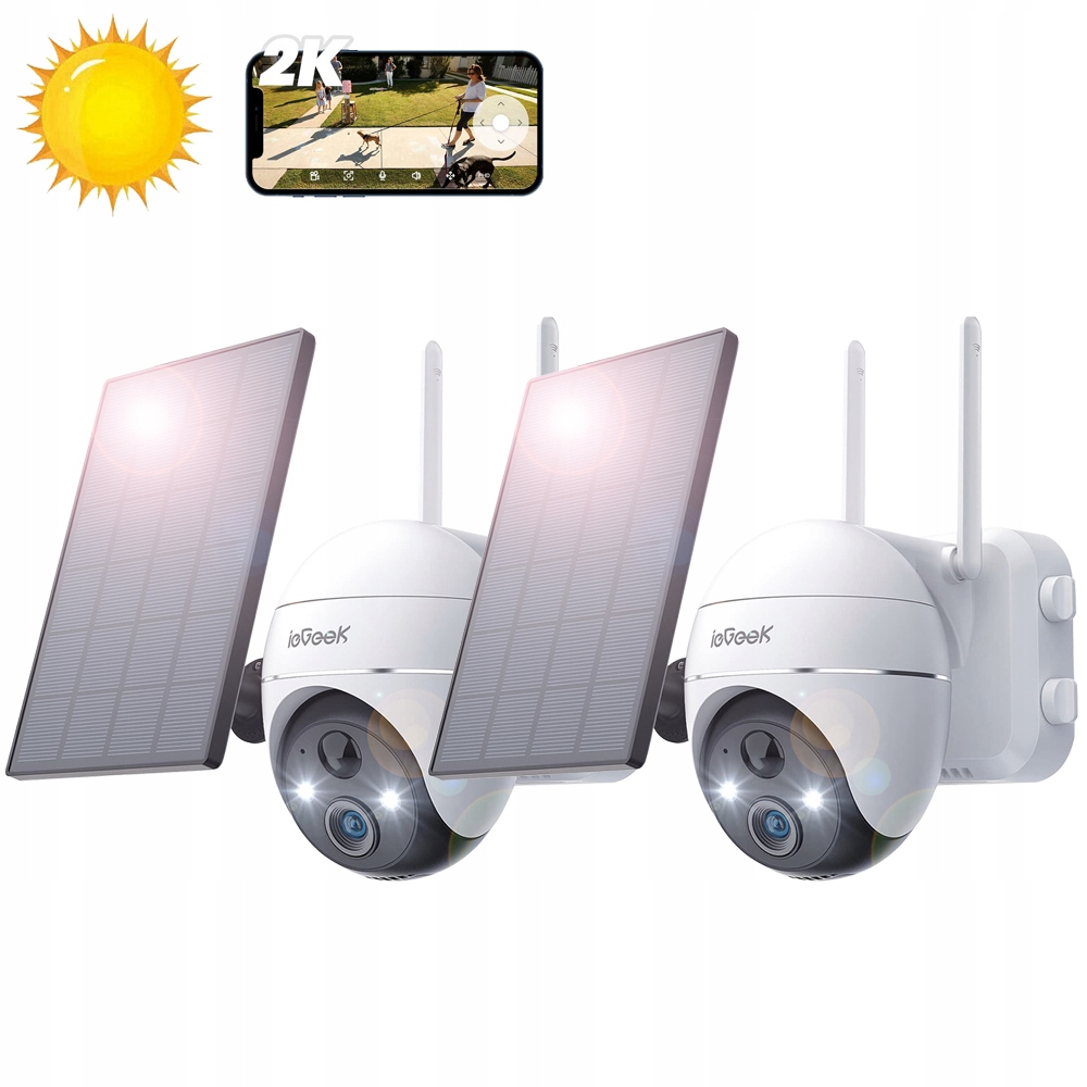 Venkovní Kamera Solární Otočná Bezdrátová Wifi Ip 3MPx 4X Zoom 2ks