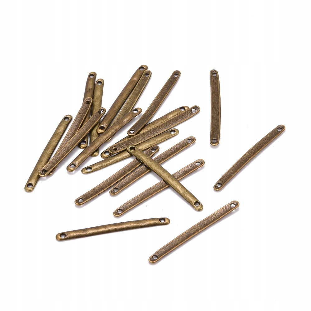 Łącznik Prostokątny, Bronze, 33x3x1mm, Otwor 1mm, 20szt