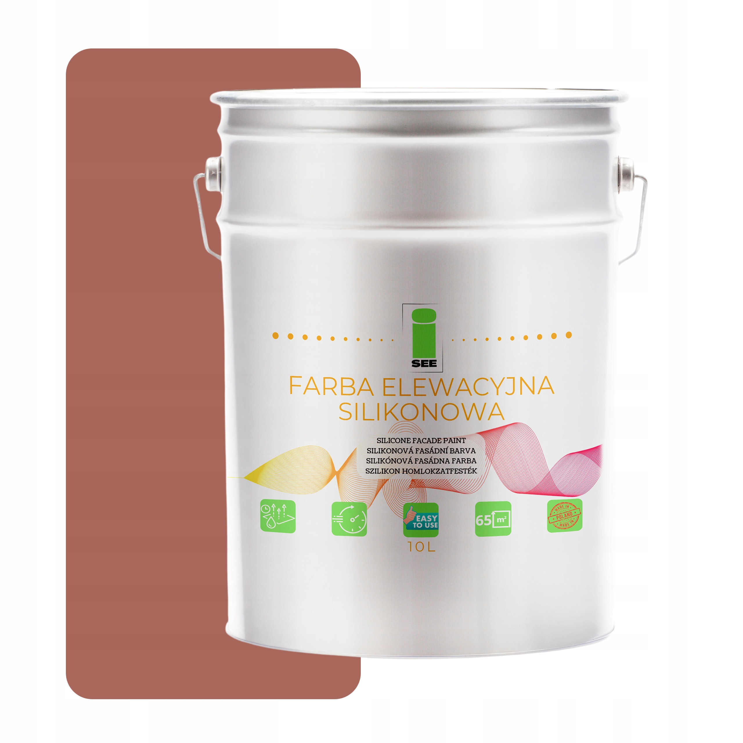 Fasádna Silikónová Fasádna Farba Lososová Tmavá RAL2013 10L Antihniloba