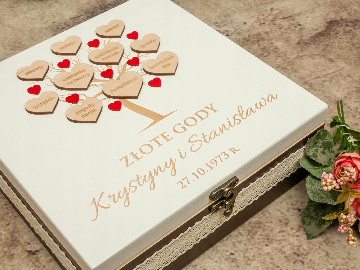 prezent ROCZNICA ŚLUBU jubileusz herbaciarka zestaw DRZEWKO grawer imię Rodzaj gadżetu kosz prezentowy niezbędnik