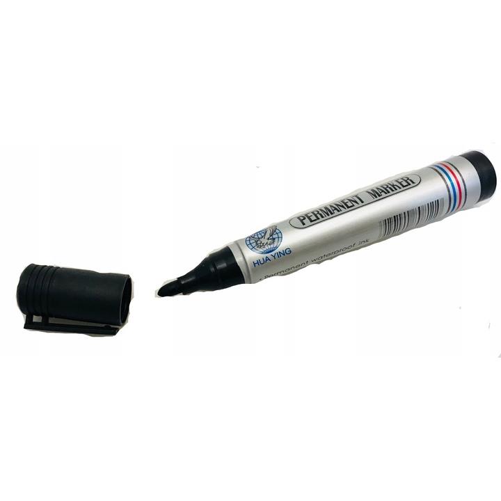 Marker pisak permanentny budowlany czarny wodoodporny okrągły 12szt Kolor czarny