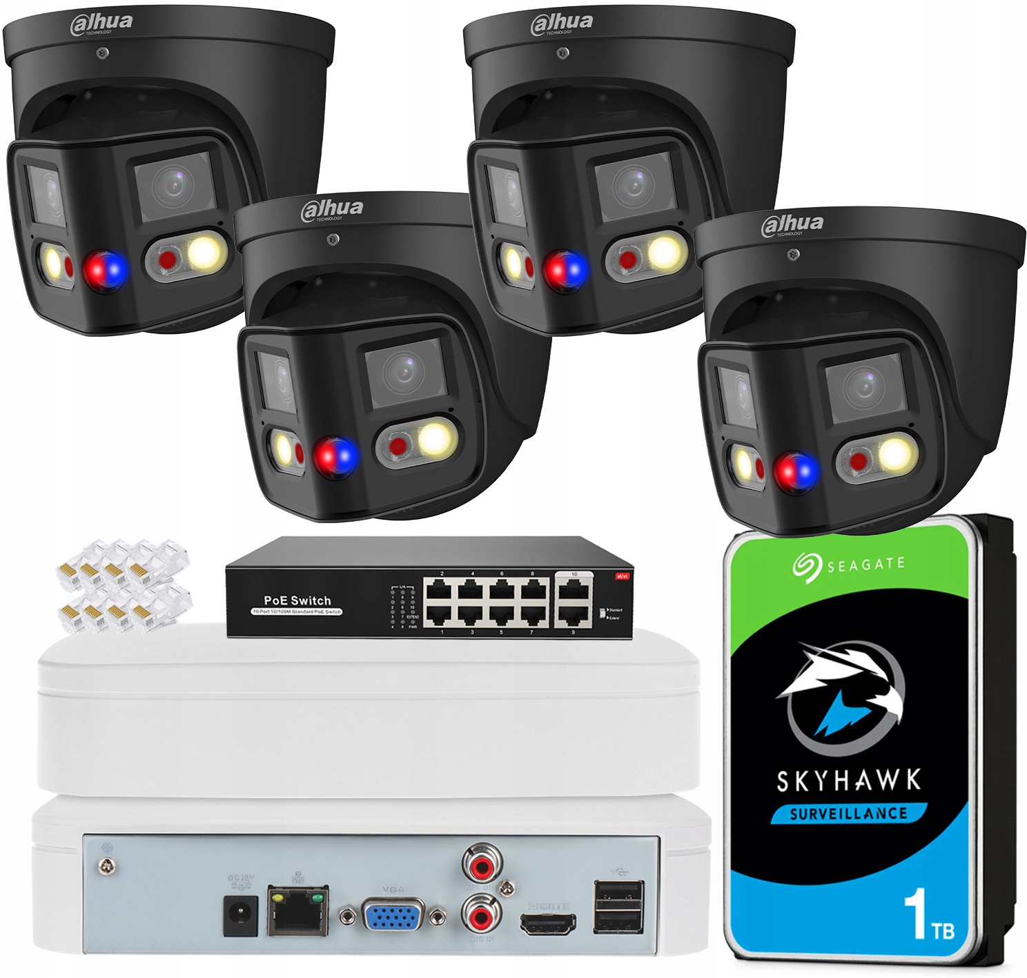 Sada 4x kamera Dahua 8Mpx TiOC Panorama IPC-PDW3849-A180-AS-PV čierna