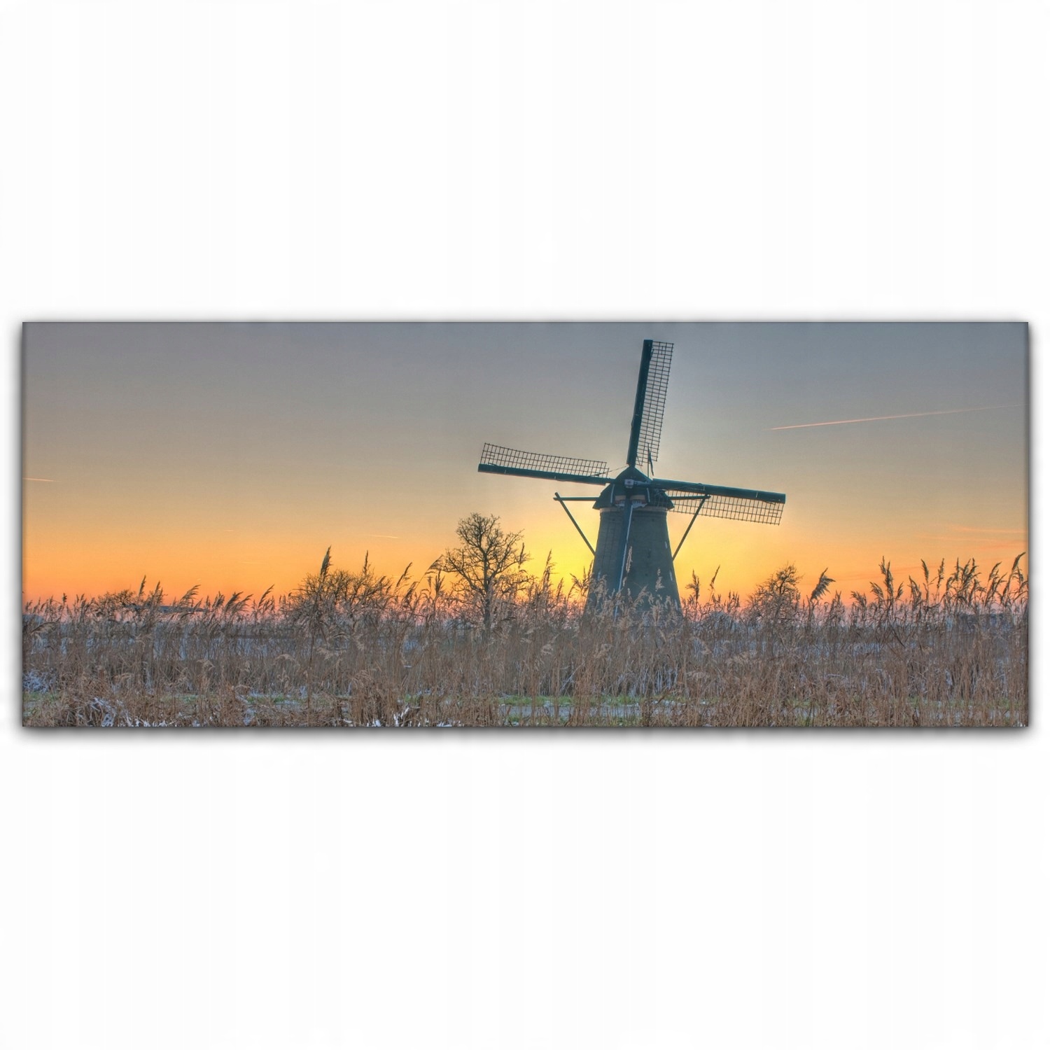 

Canvas na ramie na ścianę 125x50 Młyn Zima Śnieg