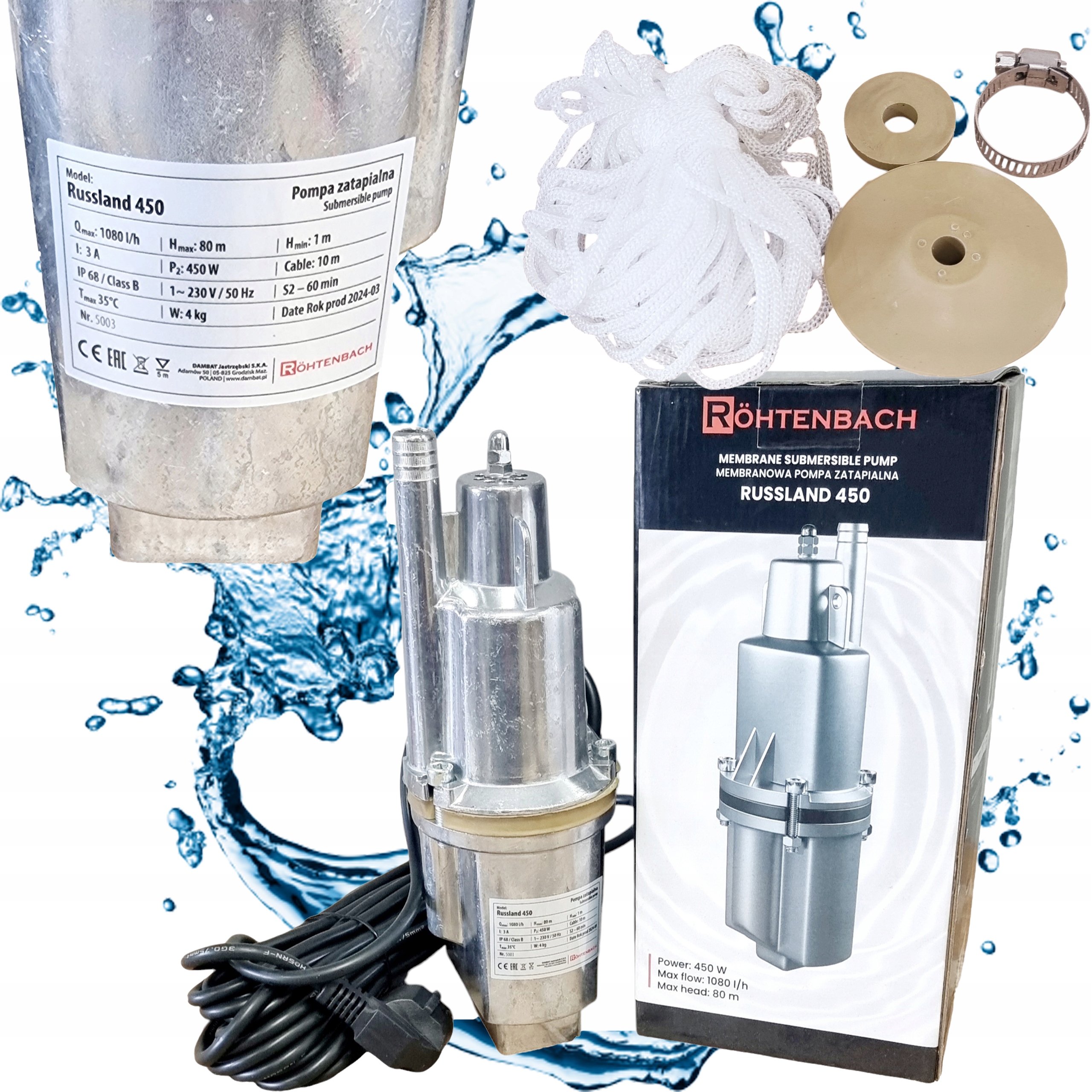 Pompa Do Wody Russland 450 Studni Ruska Membranowa Dorotka