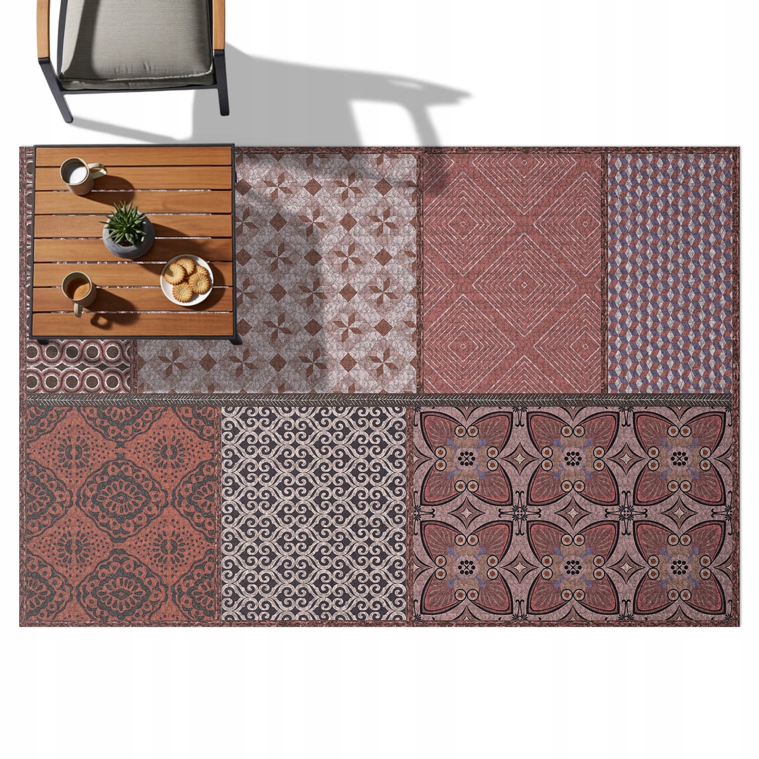 Vinylový Koberec Odolný vůči vodě Terasa Balkon Zahrada Směs stylů 150x225
