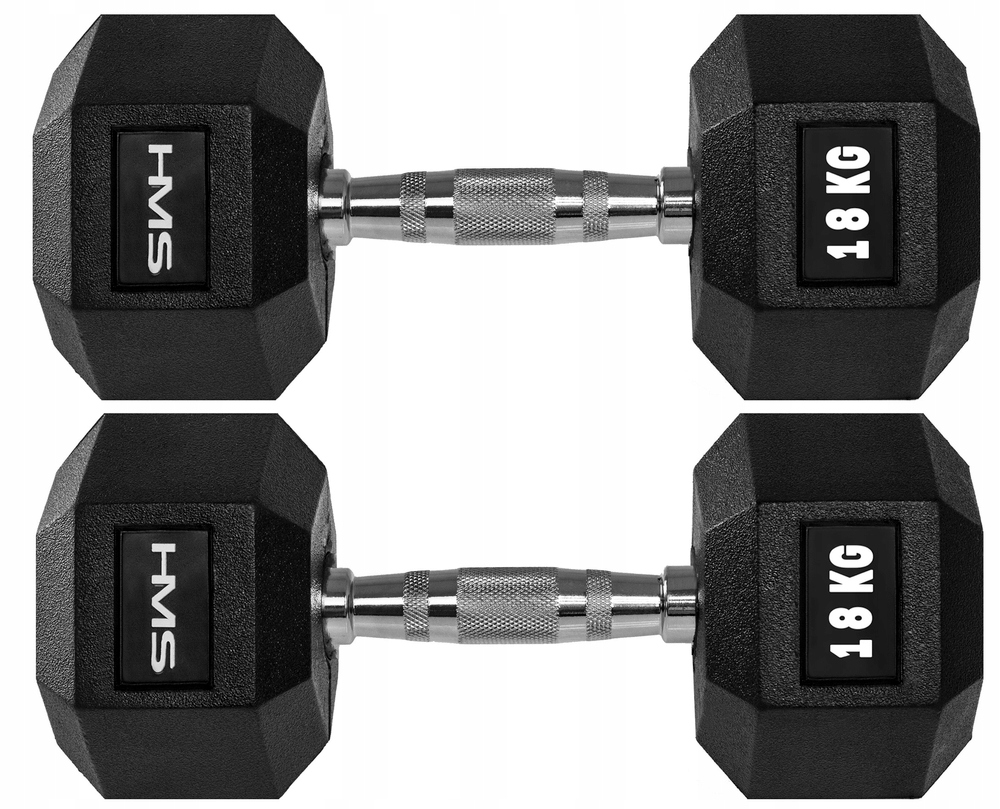 Pogumované činky pro cvičení 2x18 kg Hms