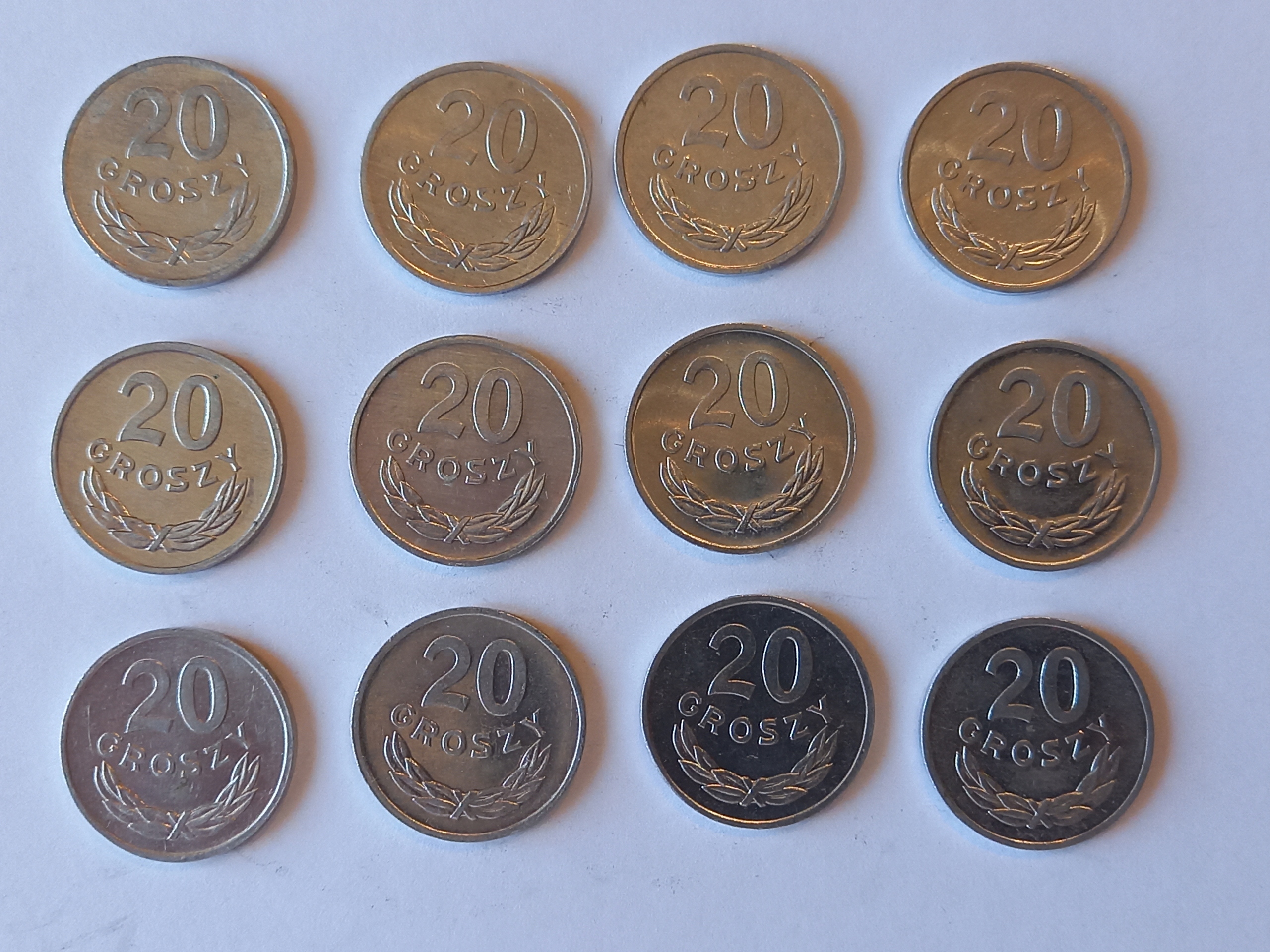 PRL. 20gr. Zestaw monet -12szt. St. 1-/2+
