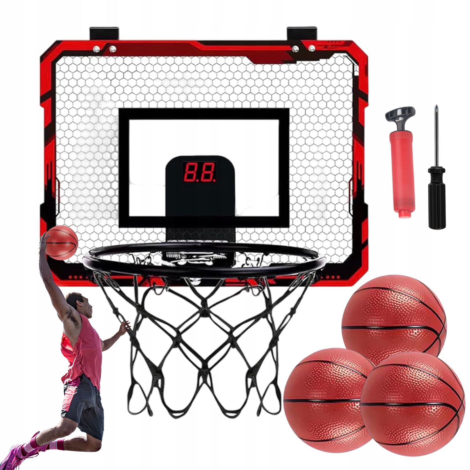 Basketbalová Deska Stojan Na Basketbal Rám 3 Herní Režimy 3×MÍČ