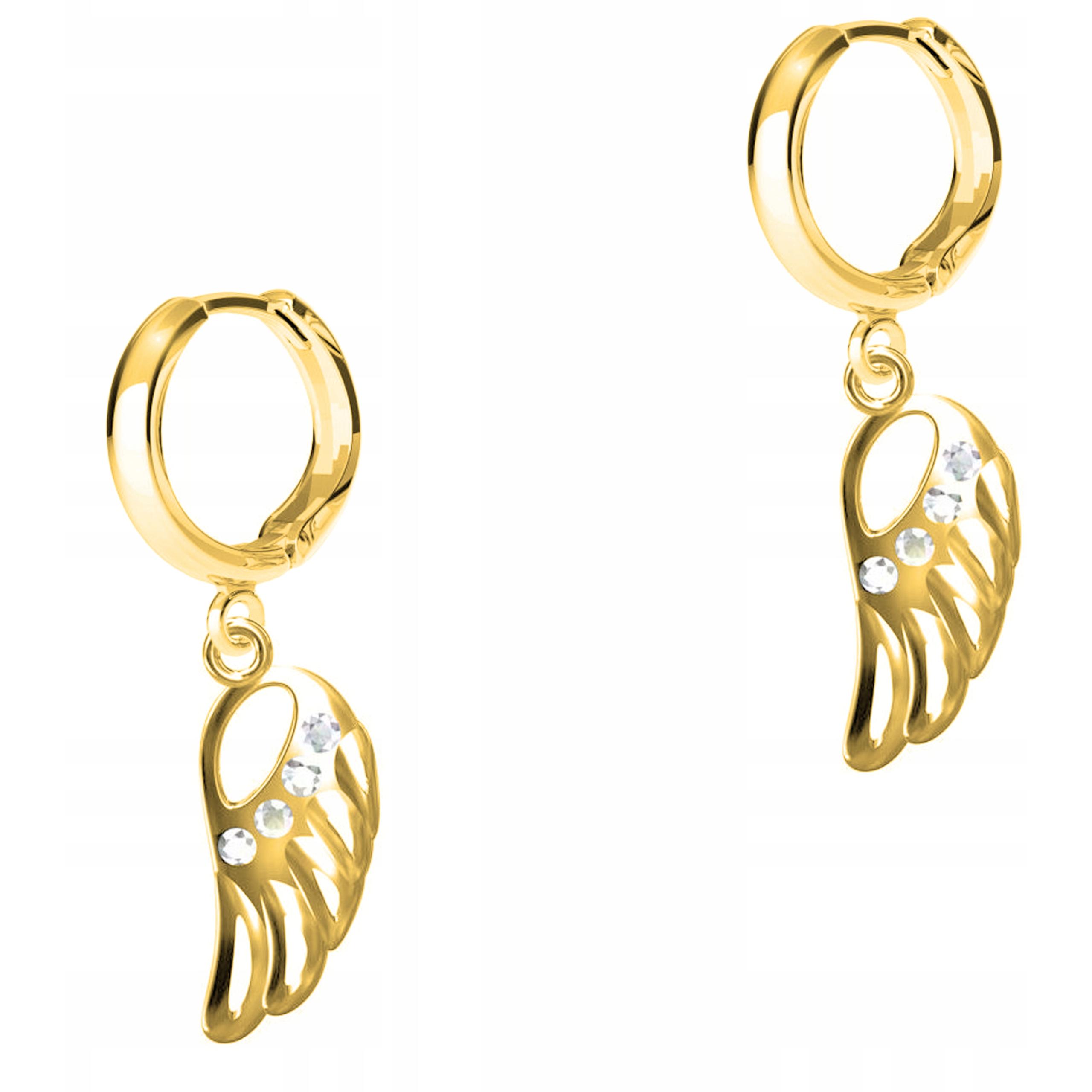 Zlaté Náušnice s andělskými křídly Křídlo Wings Stříbro 925