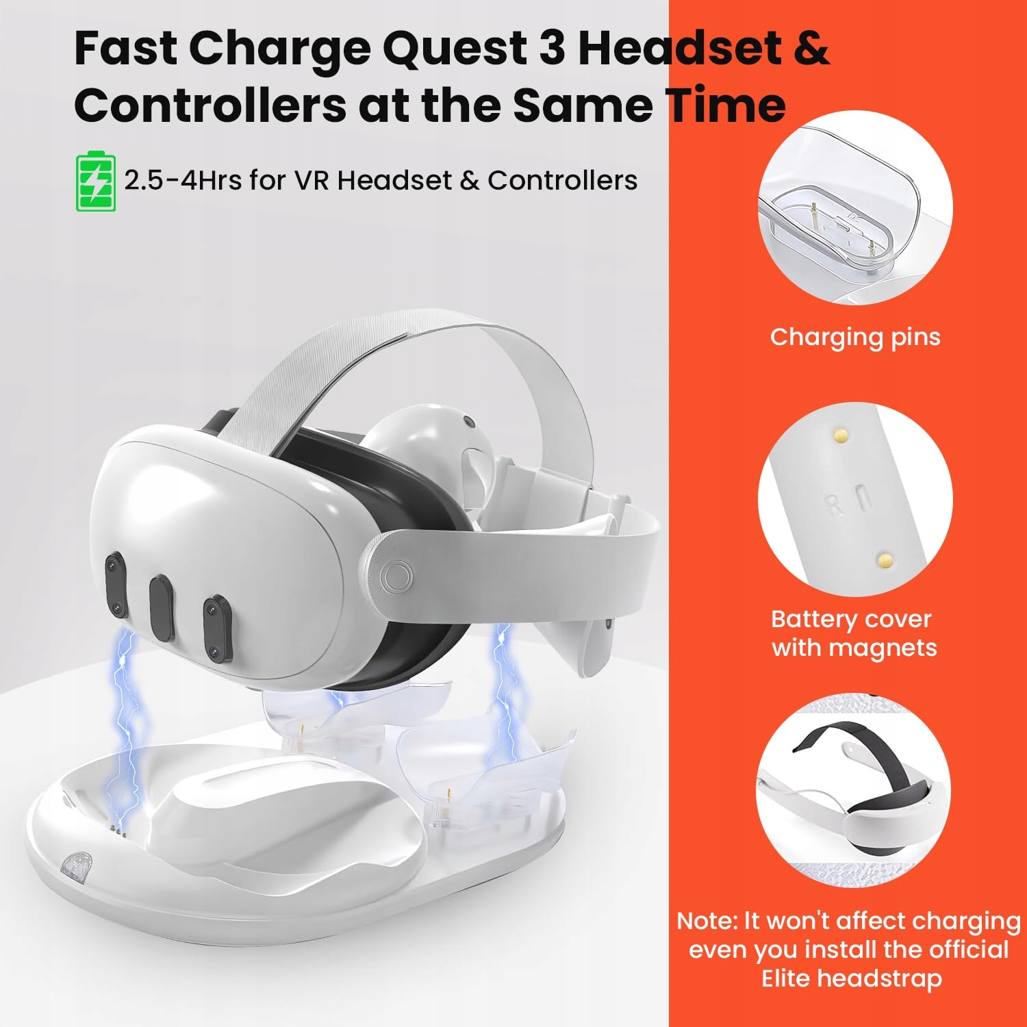 GEEKERA Stacja Ładowania Meta Quest 3 Magnetyczna Stojak VR 18W Adapter — miniatura 2