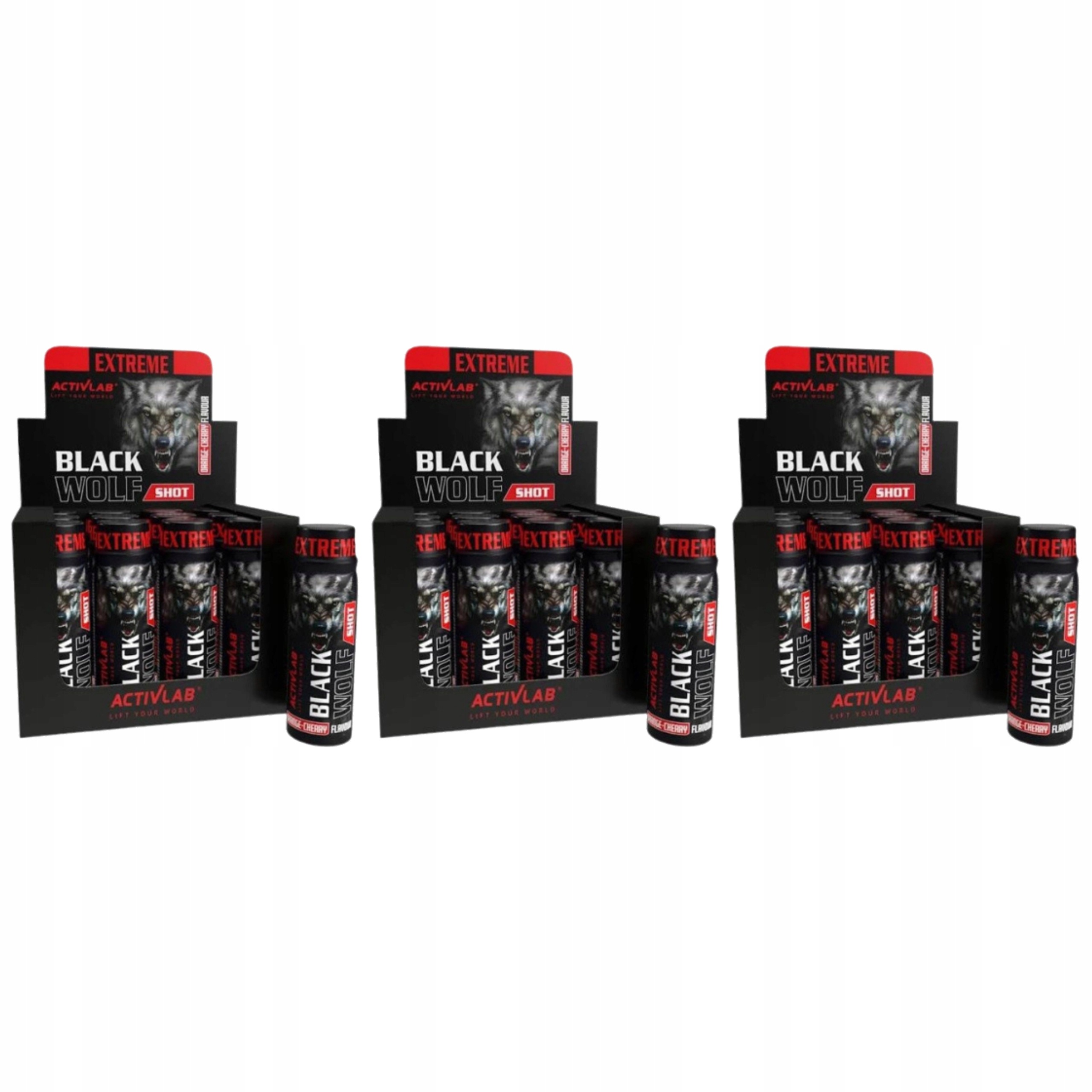 3x Předtréninkovka Shot Activlab Black Wolf 12x80 ml Kofein Beta Alanin