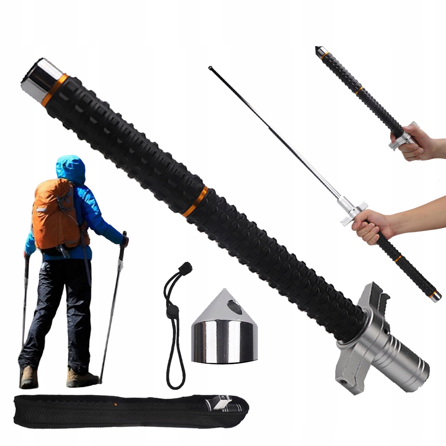 Turistická Pálka Automatická Ocelová 36-102 CM Pro Horolezectví