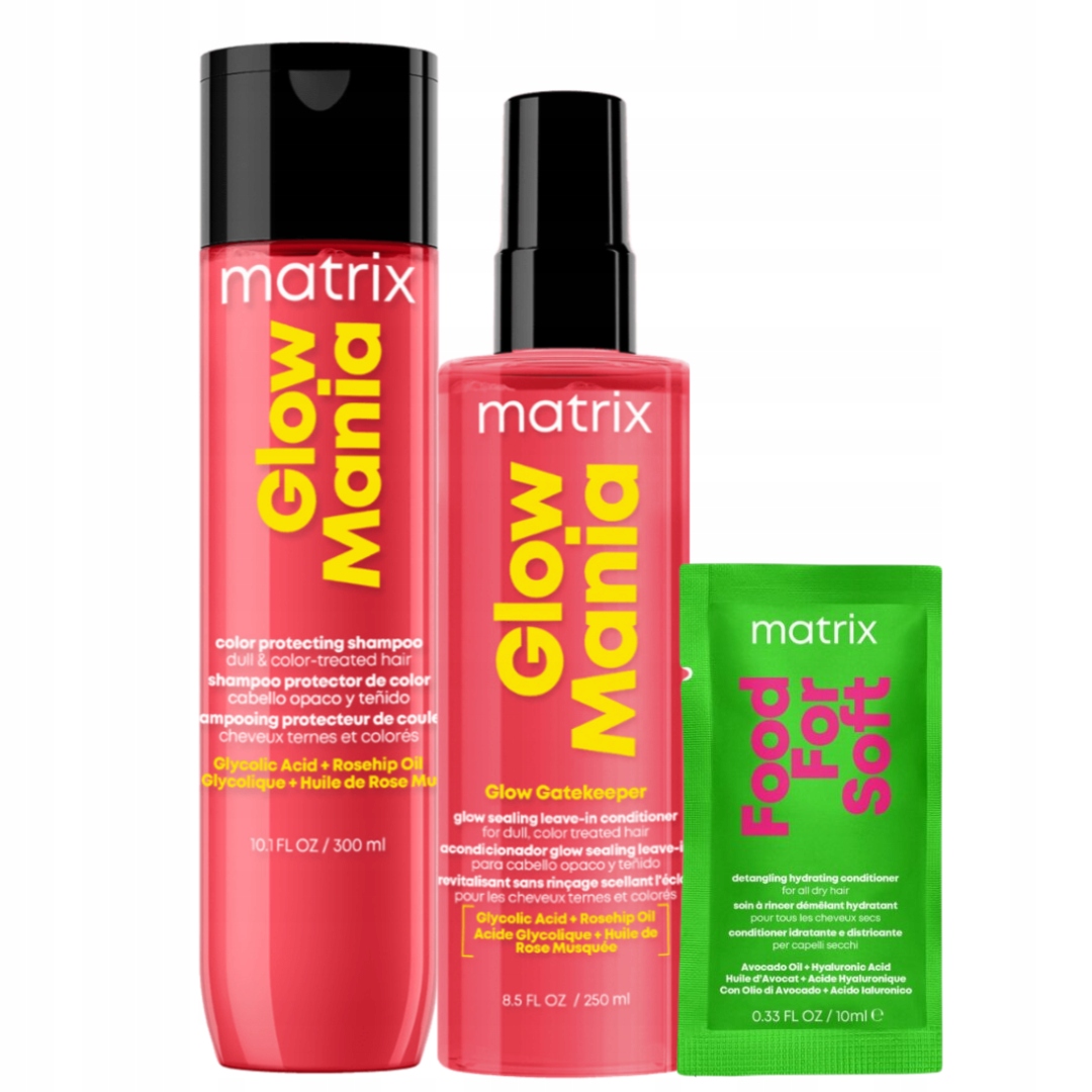 Matrix Glow Mania Szampon, Termoochronna Odżywka w Sprayu 250ml