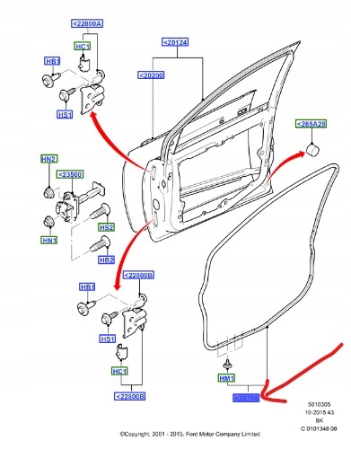 USZCZELKA DRZWI LEWY PRZÓD FORD FIESTA Mk6 2001-08