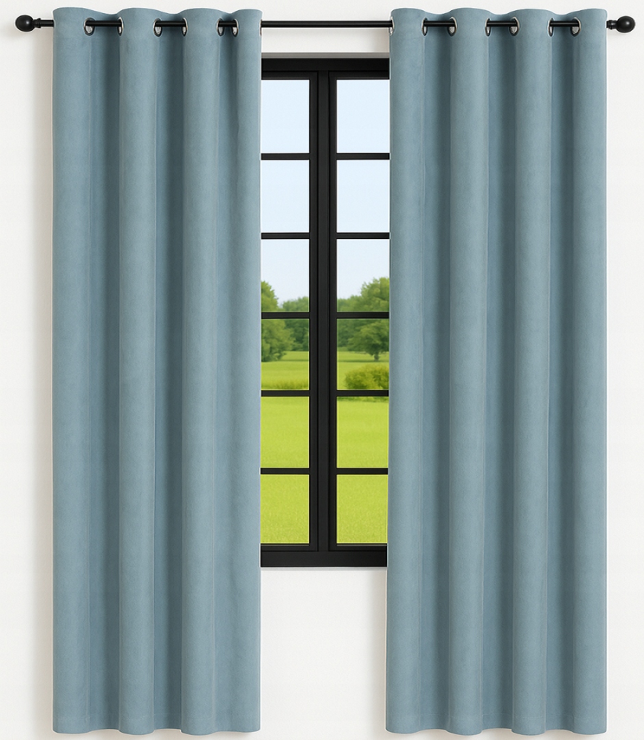 Velurové záclony hotové 140x220 hladké samet modré Baby Blue závěs