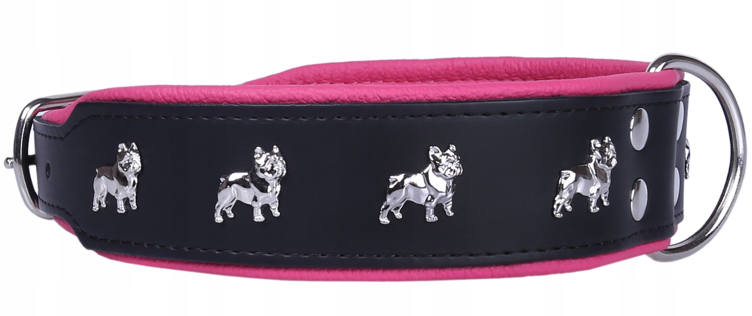 Levně Kožený obojek Bulldog Francouzský 50mm/65 cm