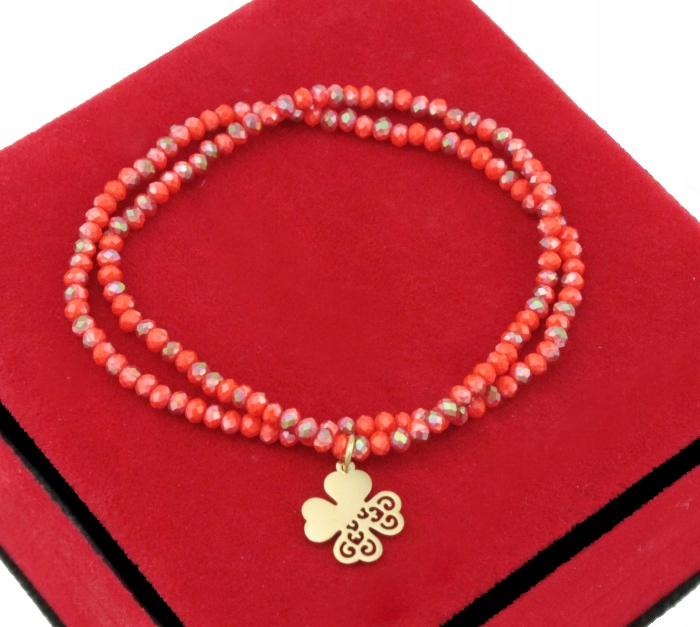 

Bransoletki 2 Sztuki Diamond Red Koniczynka Stal