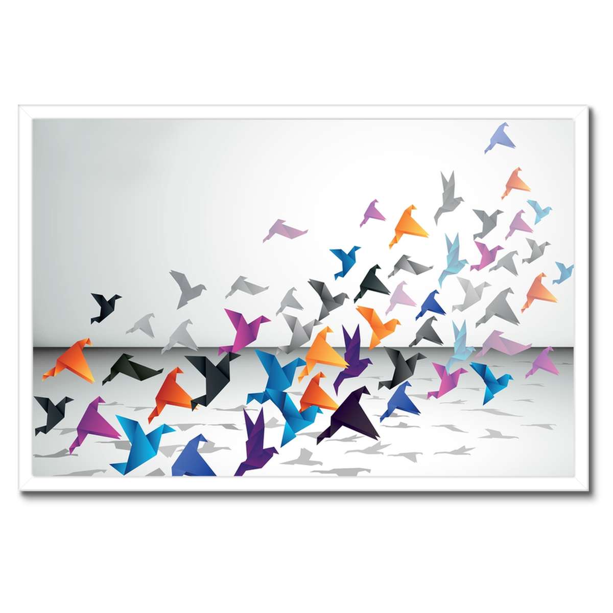 Plakáty v rámu 60x40 Origami Ptáci v letu
