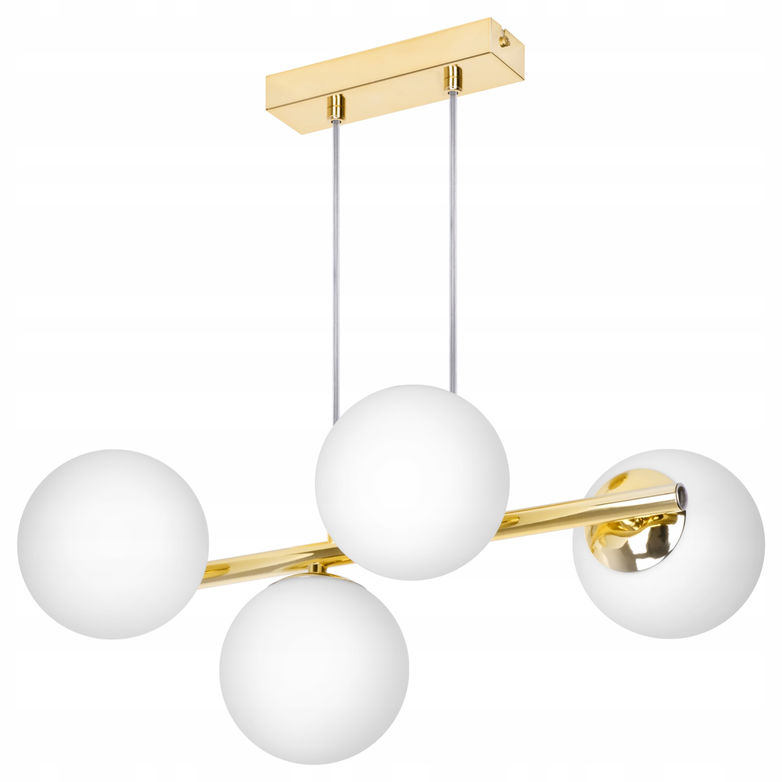Złota Lampa Wisząca Sufitowa Szklane Kule Białe Klosze Bańki Glamour Ceres