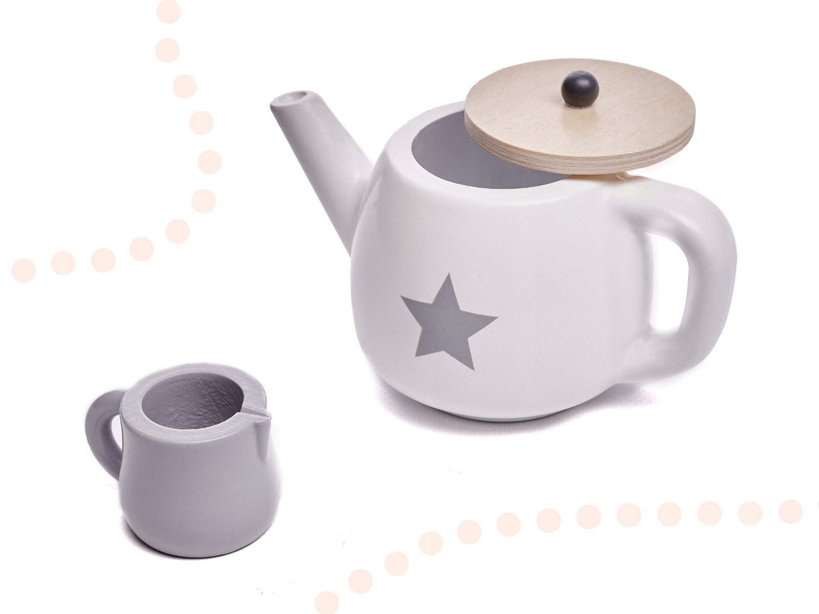 Drewniany zestaw kawowy filiżanki spodki dzbanek Płeć chłopcy dziewczynki