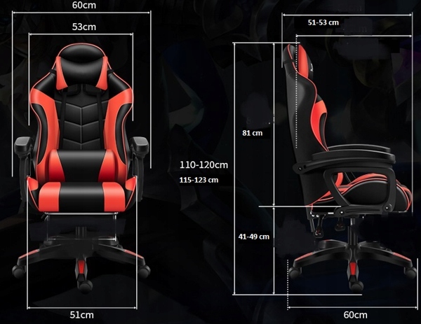 Ігрове крісло K3B R-Sport для геймера + масажер Мінімальна висота сидіння 41 см