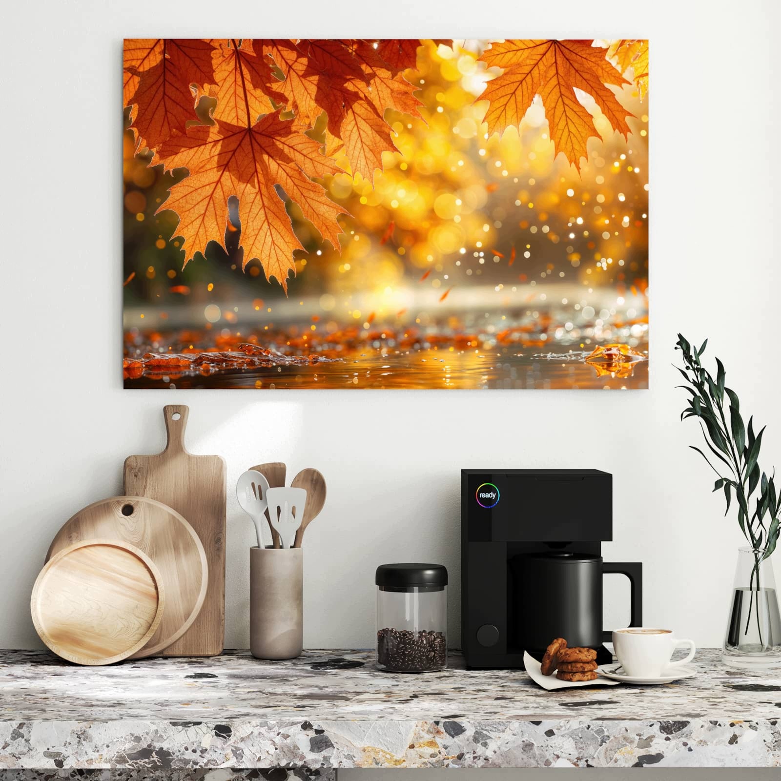 Magnetická tabule Jemné Podzimní listy 90 × 60 cm