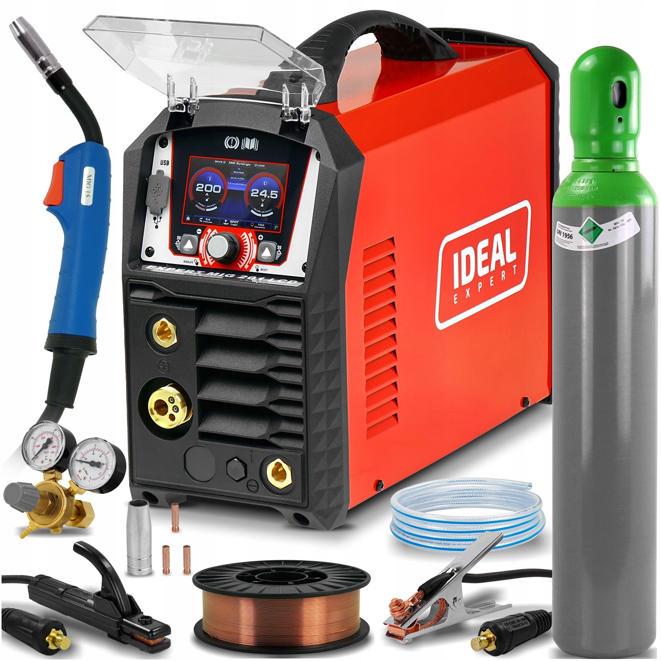 Spawarka Mig Mag synergiczna Ideal Expert 201 LCD Mma Tig DC Spot 2T 4T