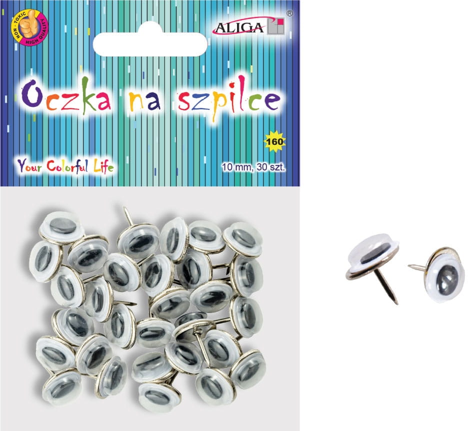 ruchome oczka 10mm na szpilce 30szt. | MT-6411 — 3
