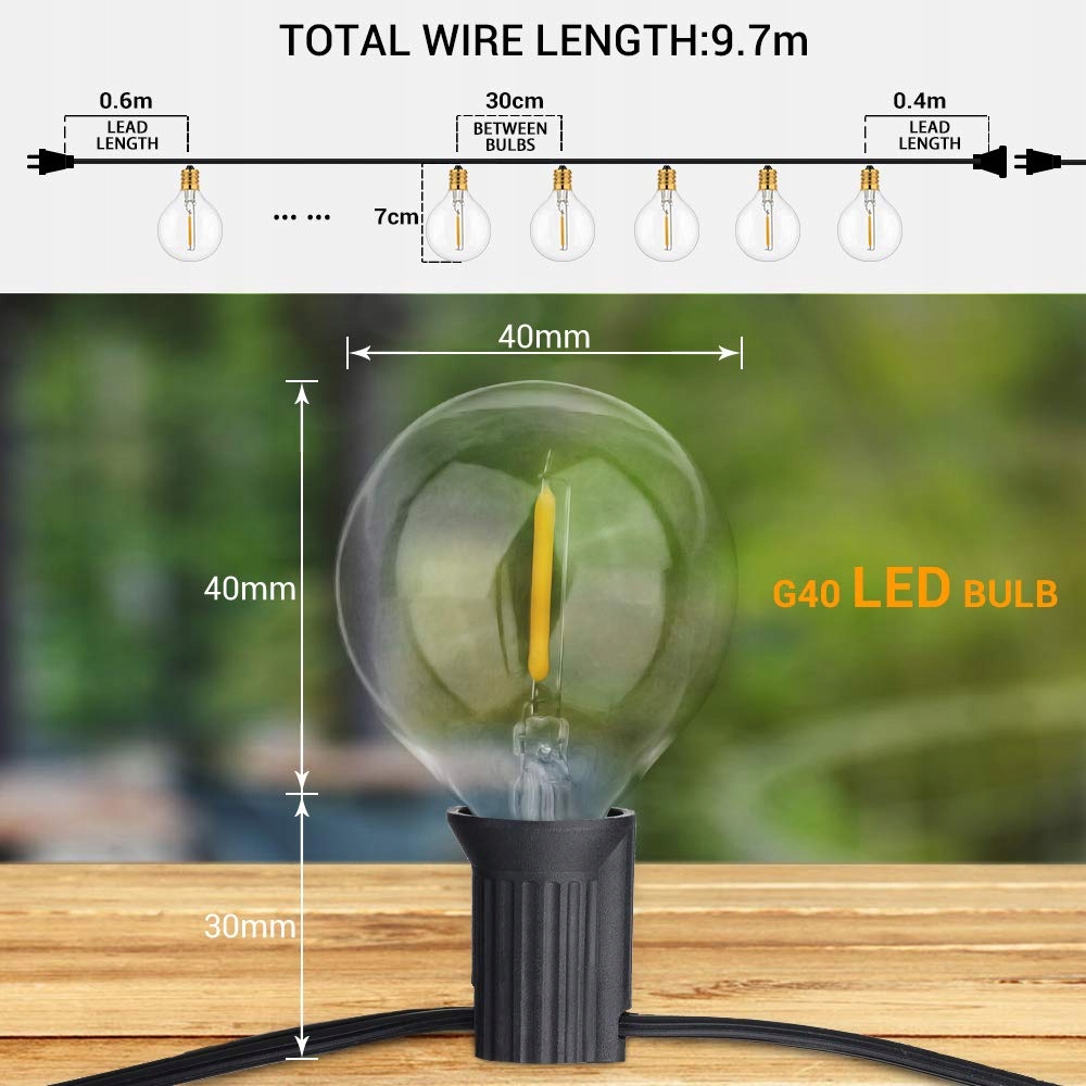 AVOALRE Oświetlenie Zewnętrzne Lampki Girlanda 30L — miniatura 4