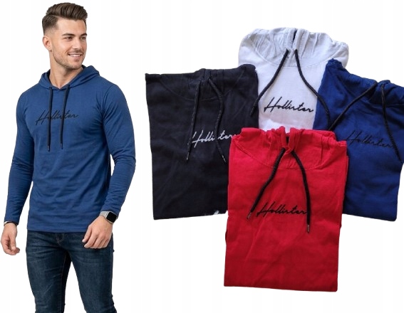 4x lehká mikina Hollister s dlouhým rukávem s kapucí 4pack L