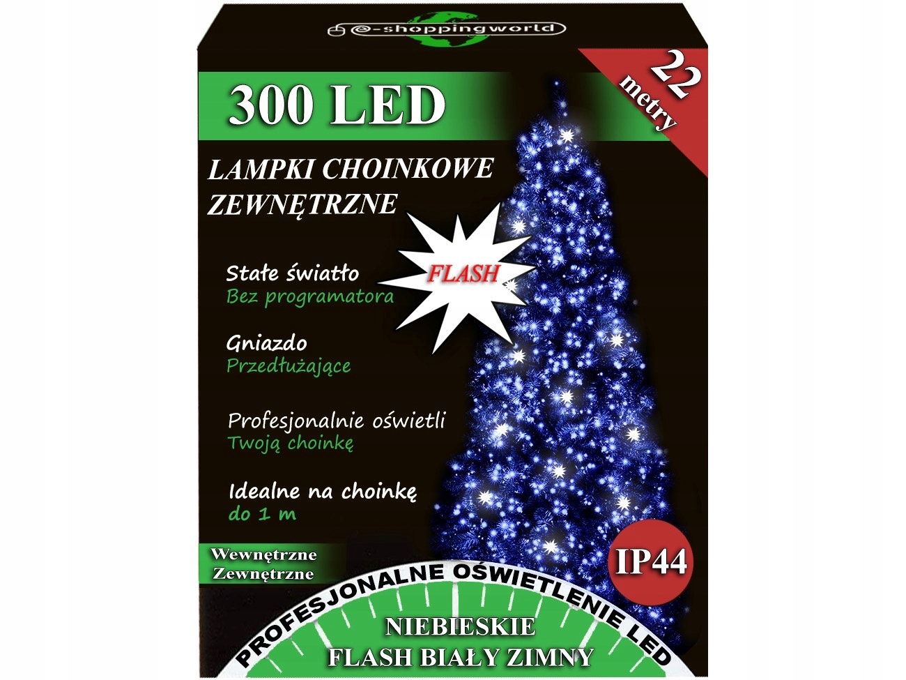 

Lampki Choinkowe Zewnętrzne Flash Iskra 300 Led N