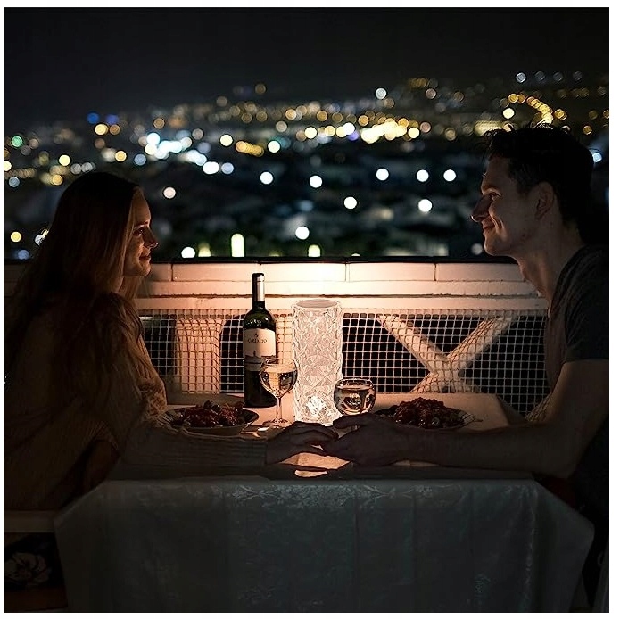 LAMPKA NOCNA LED STOJĄCA DOTYKOWA NOWOCZESNA GLAMOUR KRYSZTAŁOWA PILOT USB Kolekcja Kryształowa