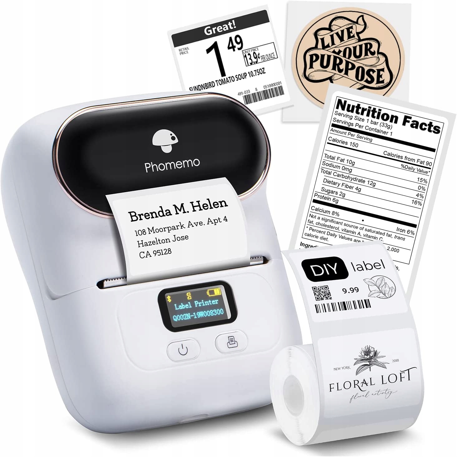 Phomemo M110 termiczna drukarka etykiet z Bluetooth aplikacja Android IOS Stan opakowania oryginalne