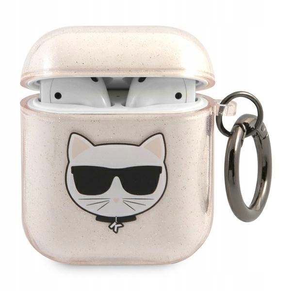 Etui na AirPods Karl Lagerfeld KLA2UCHGD Choupette Złote Brokatowe